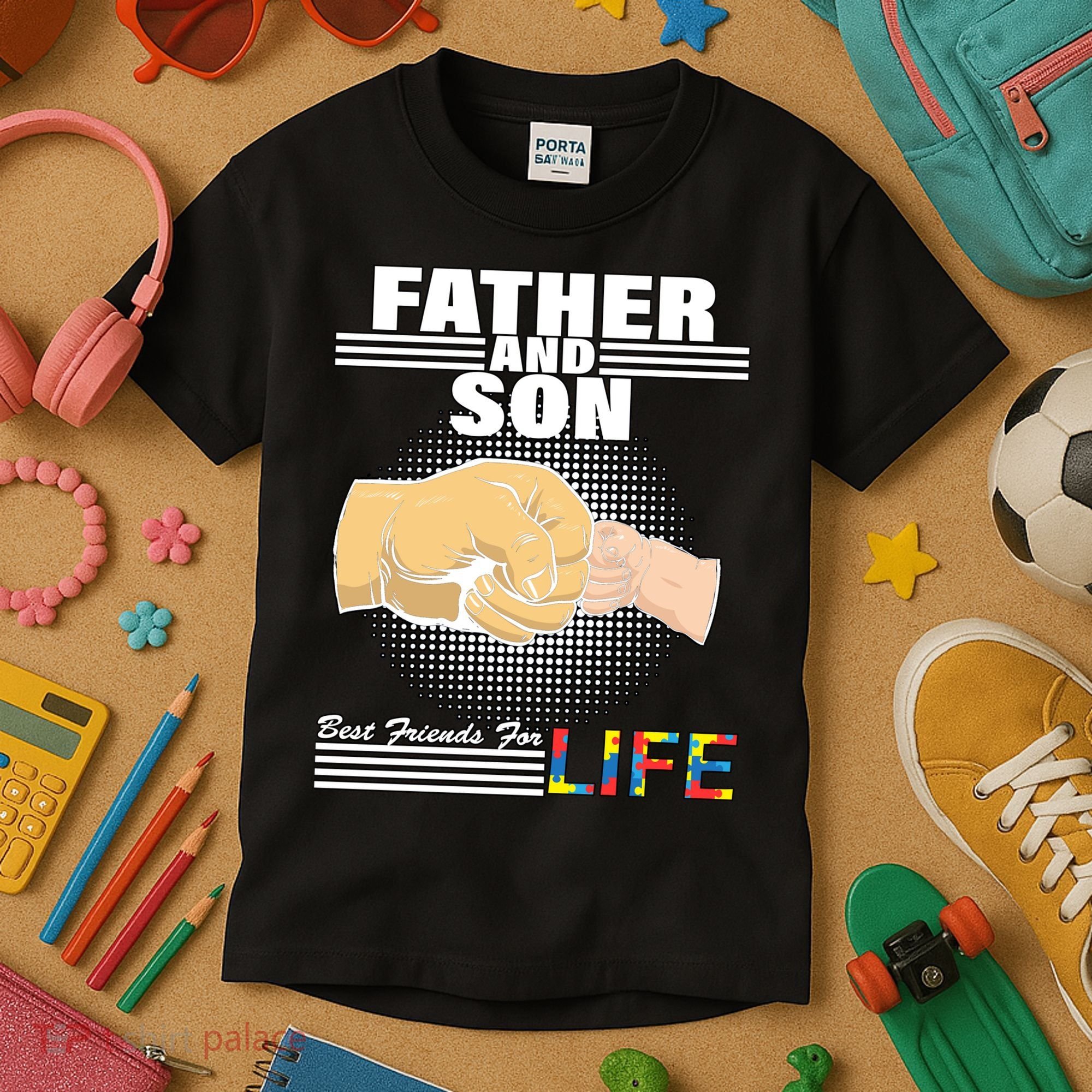 Father And Son Friends For Life Autism Awareness Kids T-Shirt