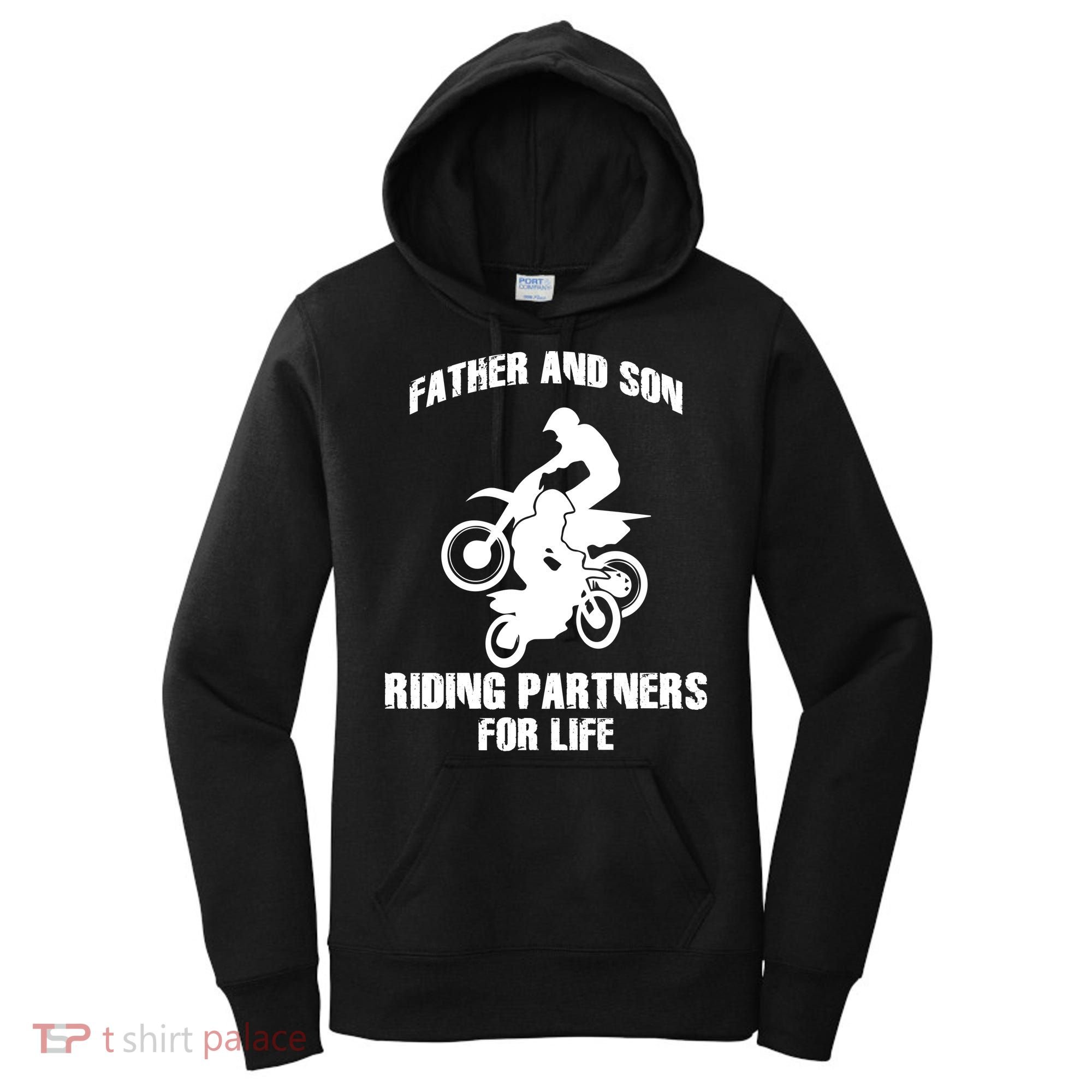 Father And Son Riding Partners For Life Motocross Women's Hoodie