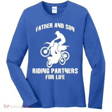 Father And Son Riding Partners For Life Motocross Women's Long Sleeve Shirt