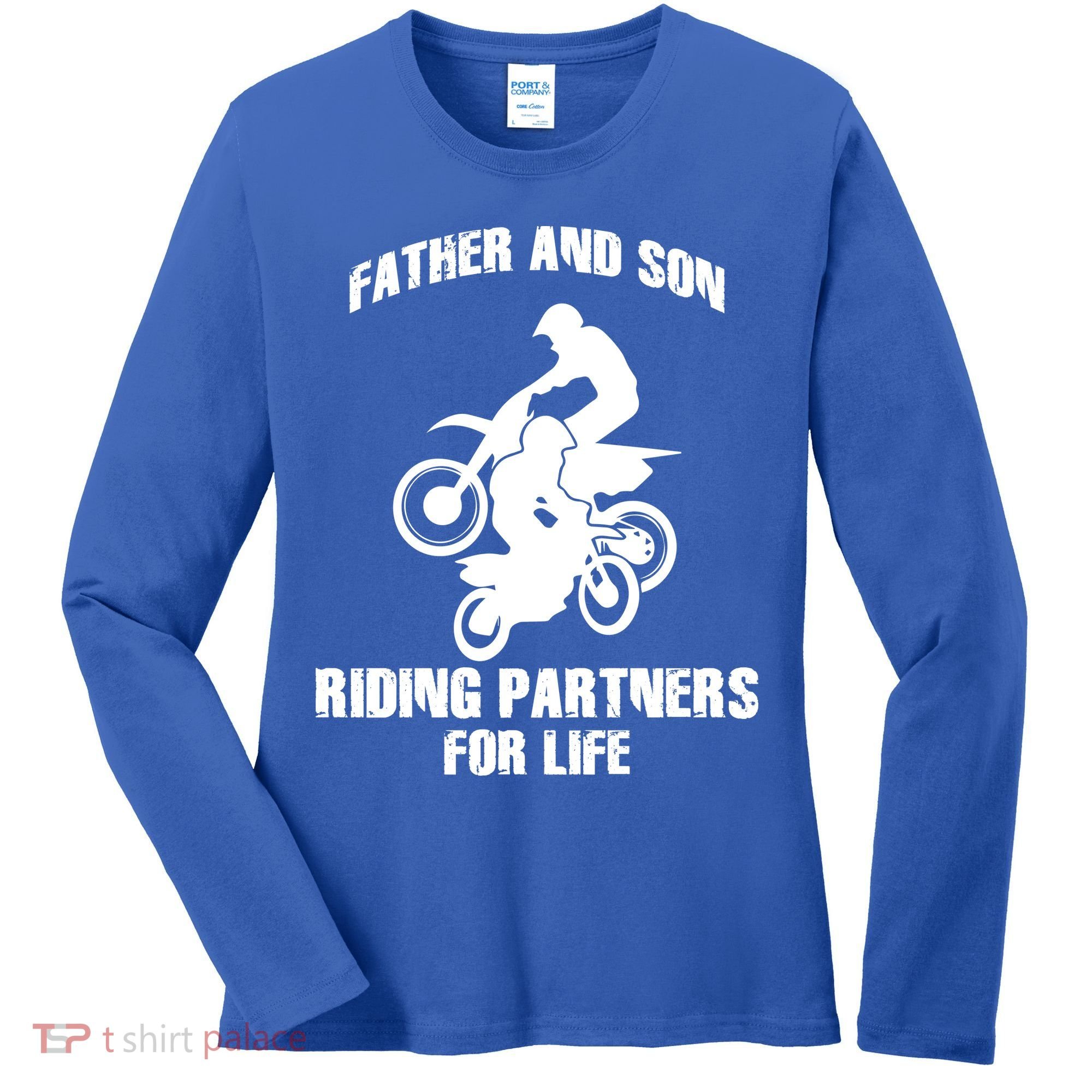 Father And Son Riding Partners For Life Motocross Women's Long Sleeve Shirt