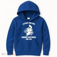 Father And Son Riding Partners For Life Motocross Kids Hoodie thumb 0