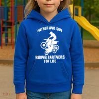 Father And Son Riding Partners For Life Motocross Kids Hoodie thumb 3