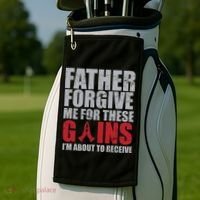 Father Forgive Me For These Gains  Golf Towel thumb 2