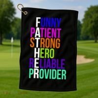 Father Funny Patient Strong Hero Provider Golf Towel thumb 1