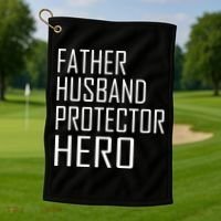 Father Husband Protector Hero Golf Towel thumb 1