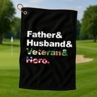 Father Husband Veteran Hero Golf Towel thumb 1