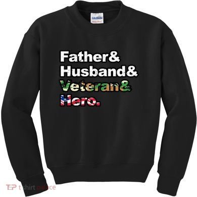 Father Husband Veteran Hero Kids Sweatshirt