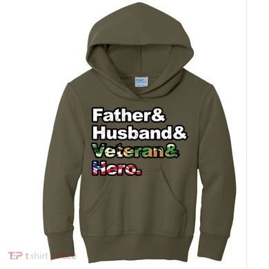 Father Husband Veteran Hero Kids Hoodie
