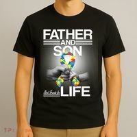 Father Son Best Friends For Life Autism Awareness T-Shirt thumb 3