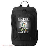 Father Son Best Friends For Life Autism Awareness City Backpack thumb 0