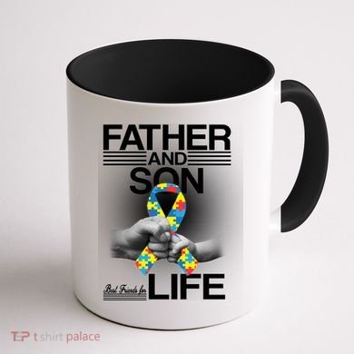 Father Son Best Friends For Life Autism Awareness Coffee Mug back