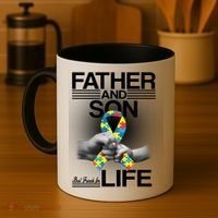 Father Son Best Friends For Life Autism Awareness Coffee Mug thumb 4