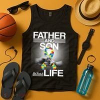 Father Son Best Friends For Life Autism Awareness Tank Top thumb 4