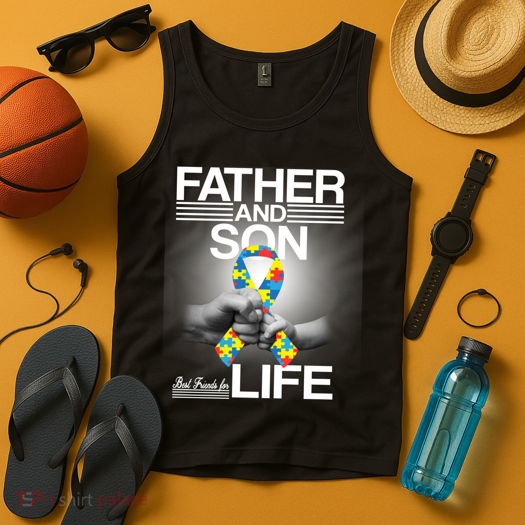 Father Son Best Friends For Life Autism Awareness Tank Top