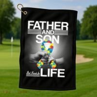 Father Son Best Friends For Life Autism Awareness Golf Towel thumb 1