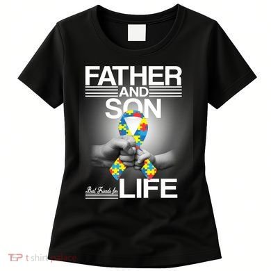 Father Son Best Friends For Life Autism Awareness Women's T-Shirt
