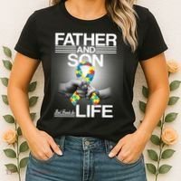 Father Son Best Friends For Life Autism Awareness Women's T-Shirt thumb 2