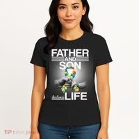 Father Son Best Friends For Life Autism Awareness Women's T-Shirt thumb 4