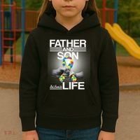 Father Son Best Friends For Life Autism Awareness Kids Hoodie thumb 3