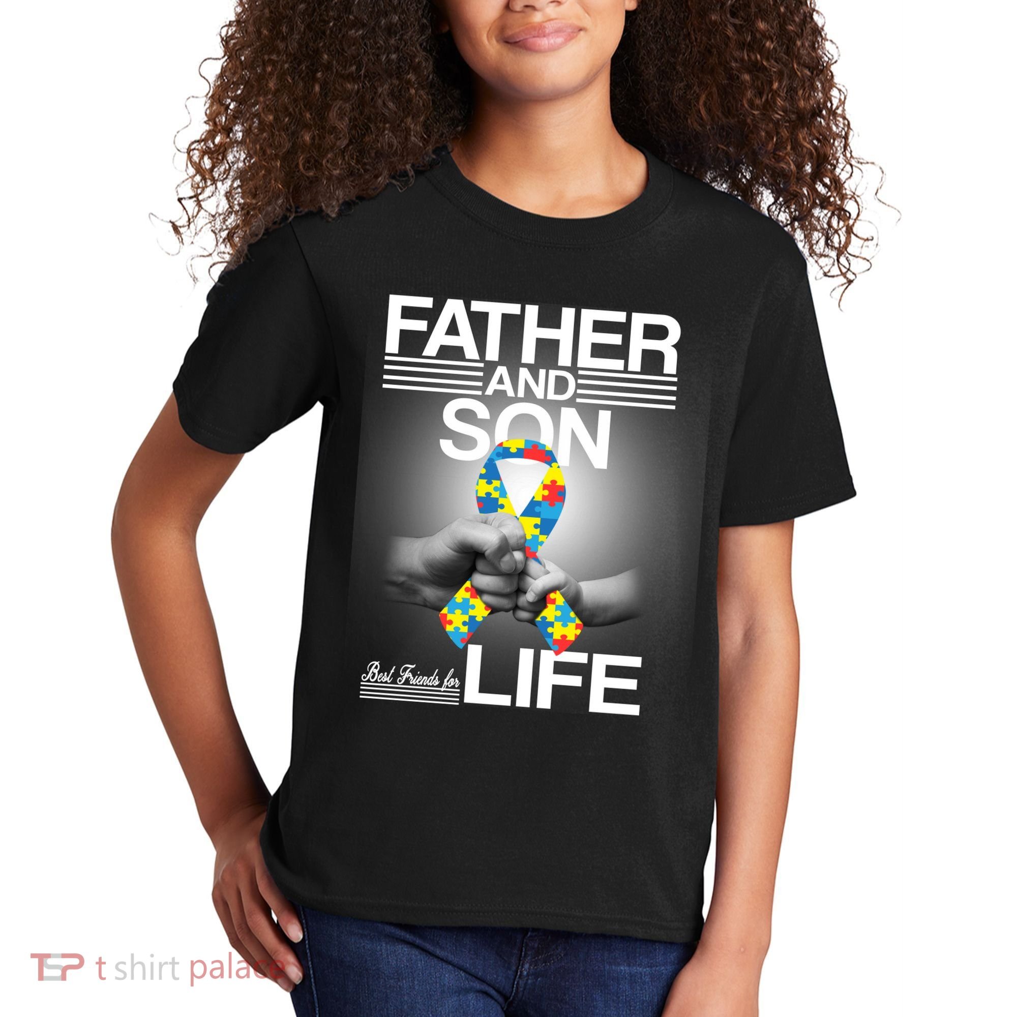 Father Son Best Friends For Life Autism Awareness Kids T-Shirt