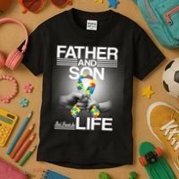 Father Son Best Friends For Life Autism Awareness Kids T-Shirt thumb 3