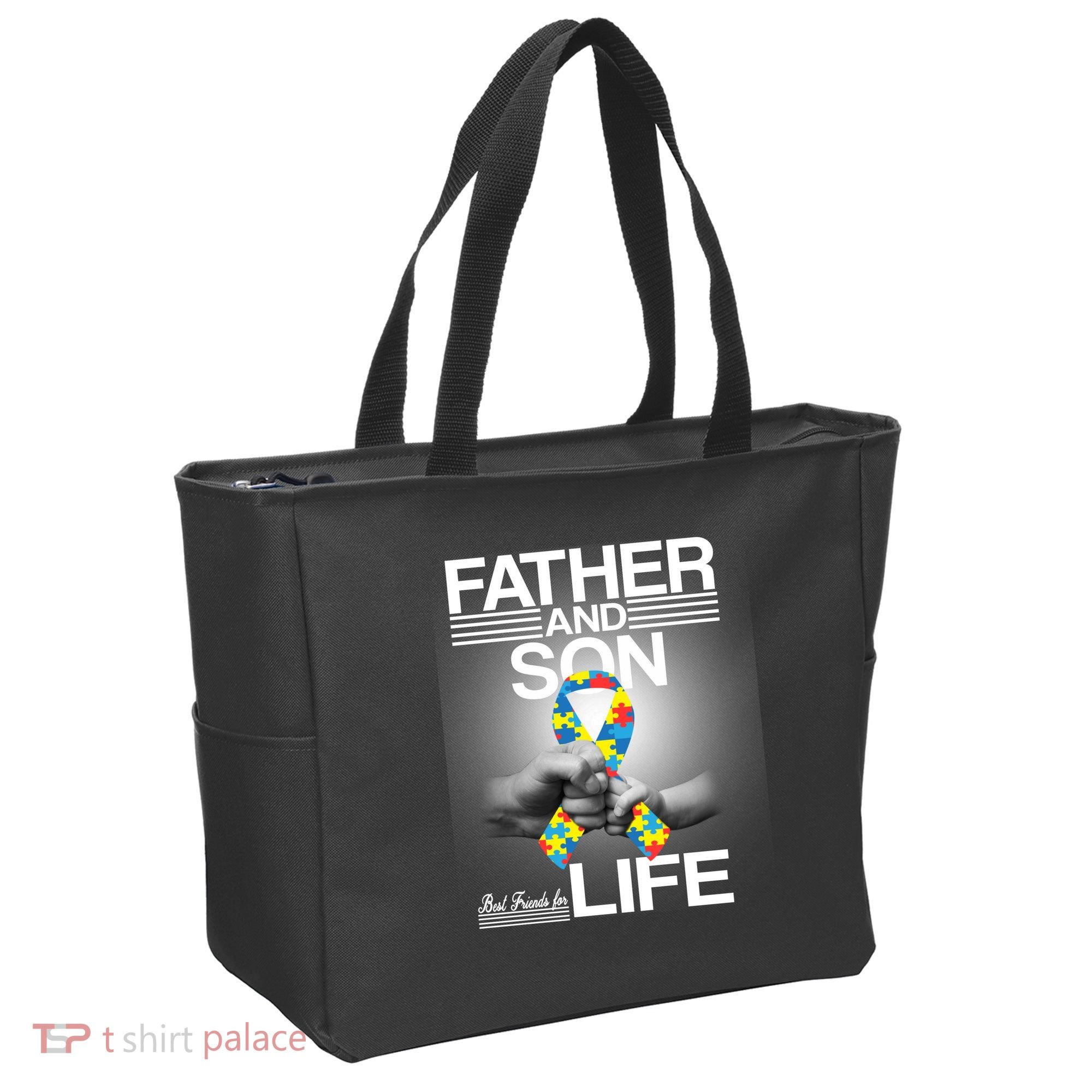 Father Son Best Friends For Life Autism Awareness Tote Bag
