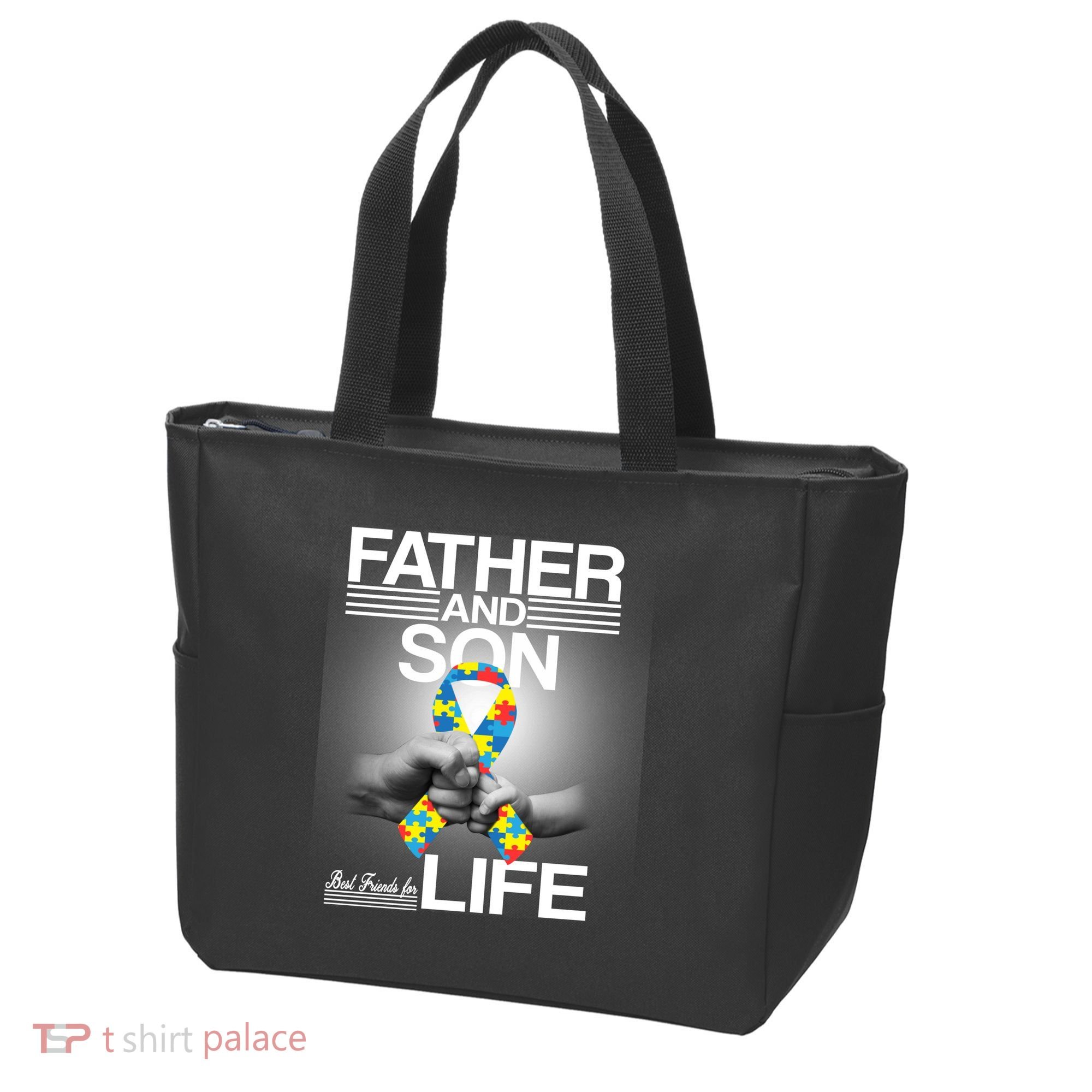 Father Son Best Friends For Life Autism Awareness Tote Bag
