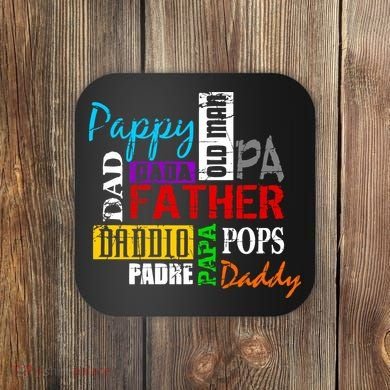 Father's Day Dad Daddy Papa Pops Names Coaster