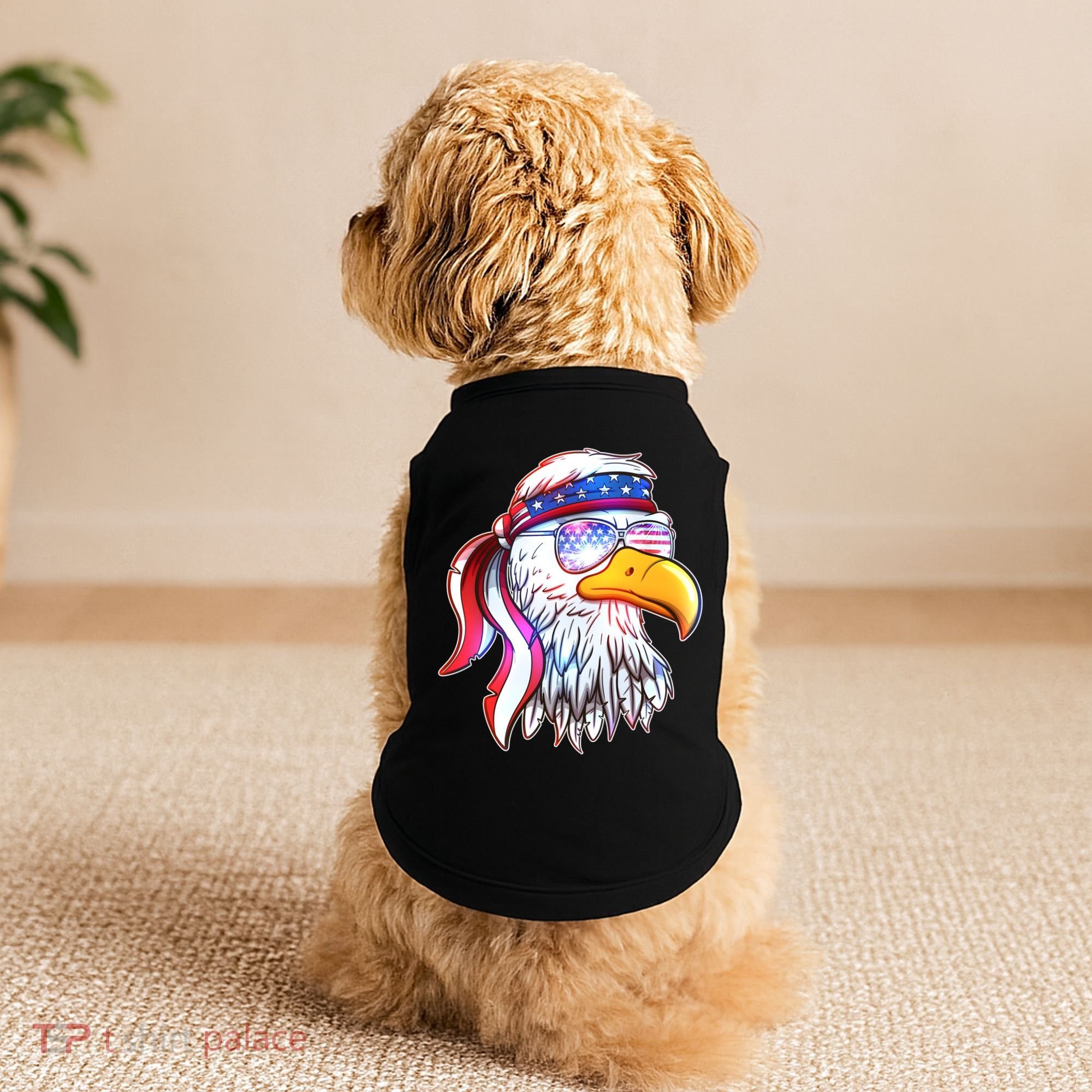 Funny American USA Flag Bandana Eagle Doggie Tank