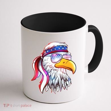 Funny American USA Flag Bandana Eagle Coffee Mug back