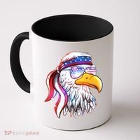 Funny American USA Flag Bandana Eagle Coffee Mug thumb 0