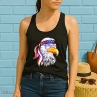 Funny American USA Flag Bandana Eagle Women's Tank Top thumb 2