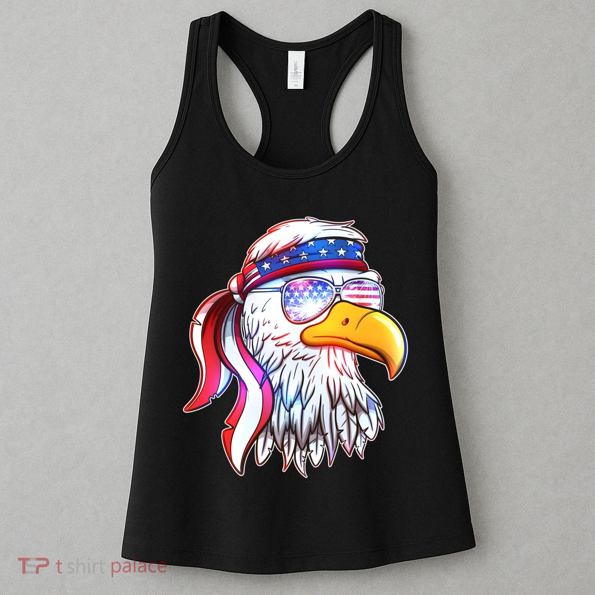 Funny American USA Flag Bandana Eagle Women's Tank Top