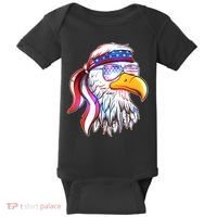 Funny American USA Flag Bandana Eagle Baby Bodysuit thumb 0