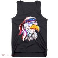 Funny American USA Flag Bandana Eagle Tank Top thumb 0