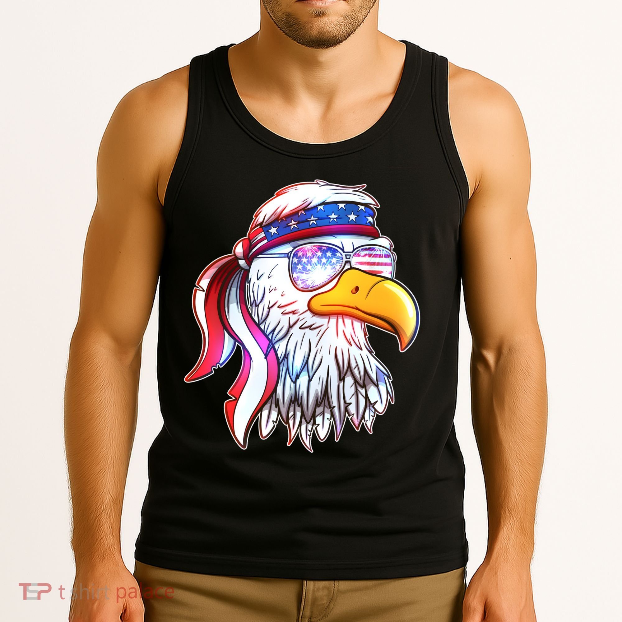 Funny American USA Flag Bandana Eagle Tank Top