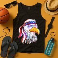Funny American USA Flag Bandana Eagle Tank Top thumb 4