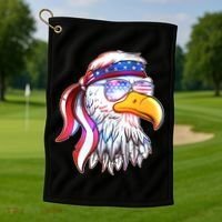 Funny American USA Flag Bandana Eagle Golf Towel thumb 1