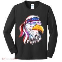 Funny American USA Flag Bandana Eagle Kids Long Sleeve Shirt thumb 0