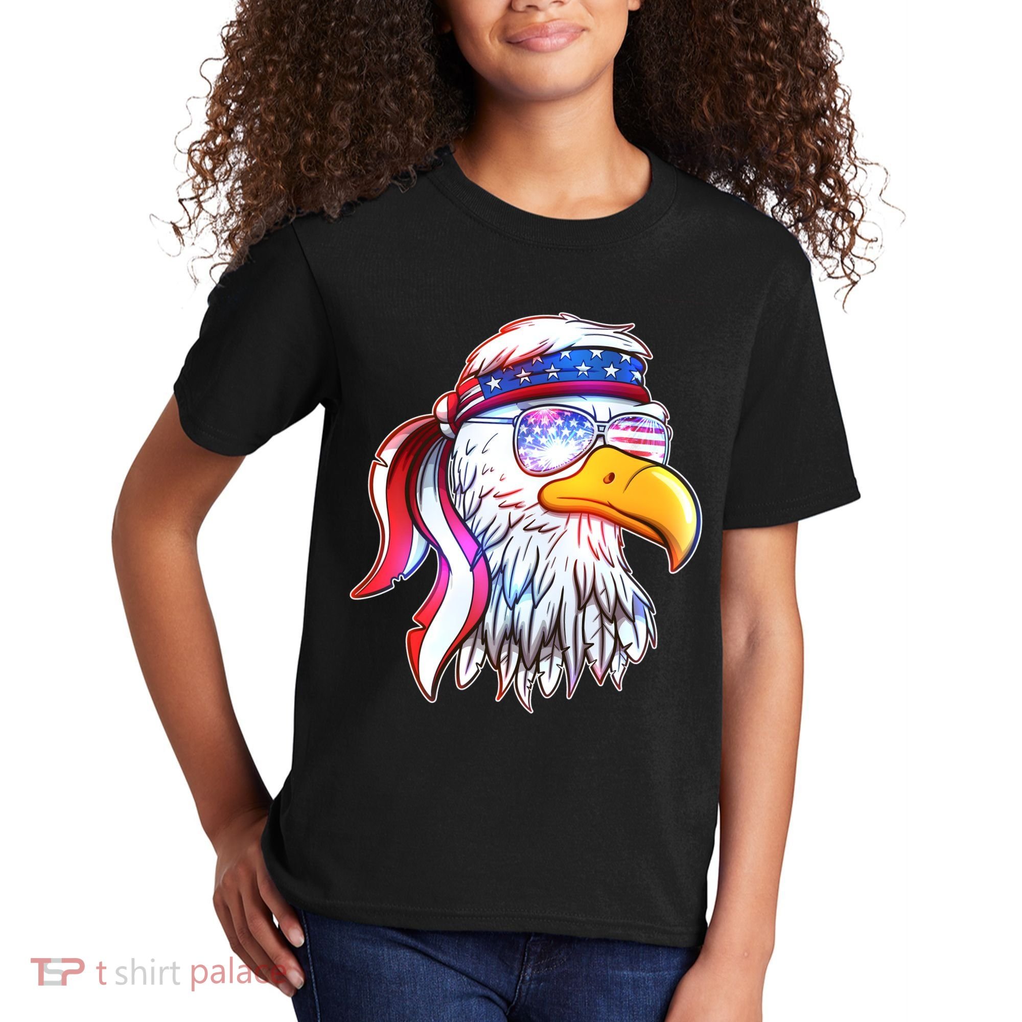 Funny American USA Flag Bandana Eagle Kids T-Shirt