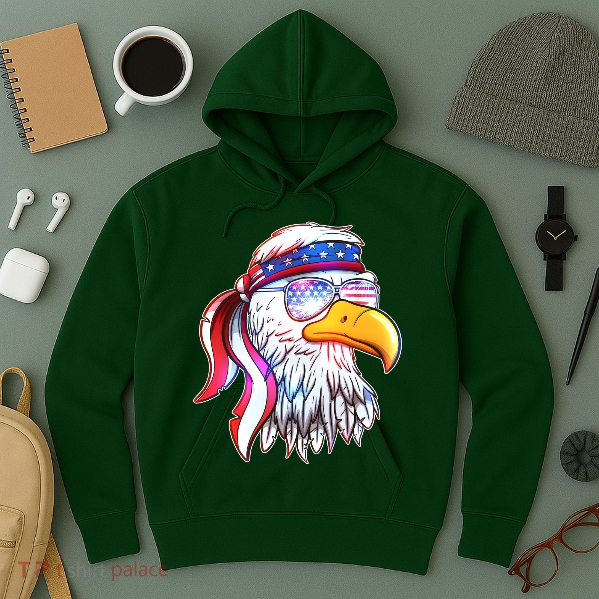 Funny American USA Flag Bandana Eagle Hoodie