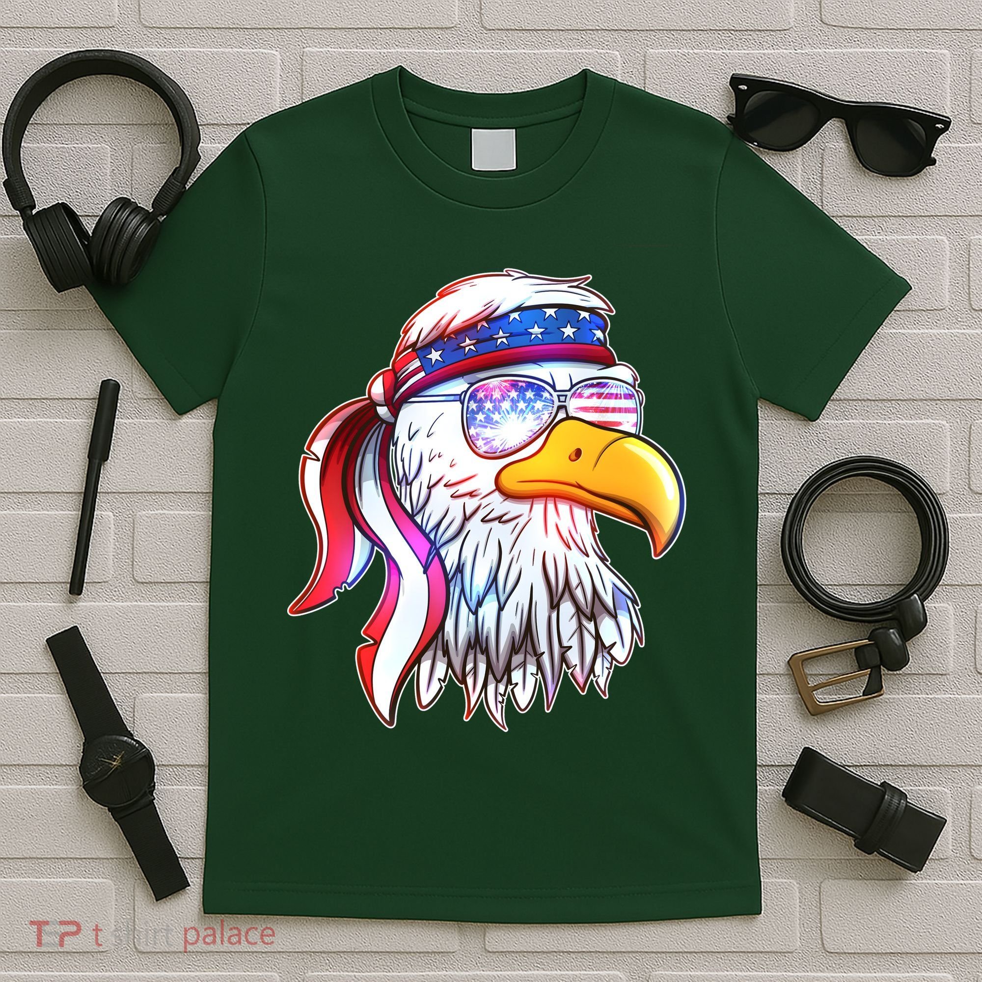Funny American USA Flag Bandana Eagle T-Shirt