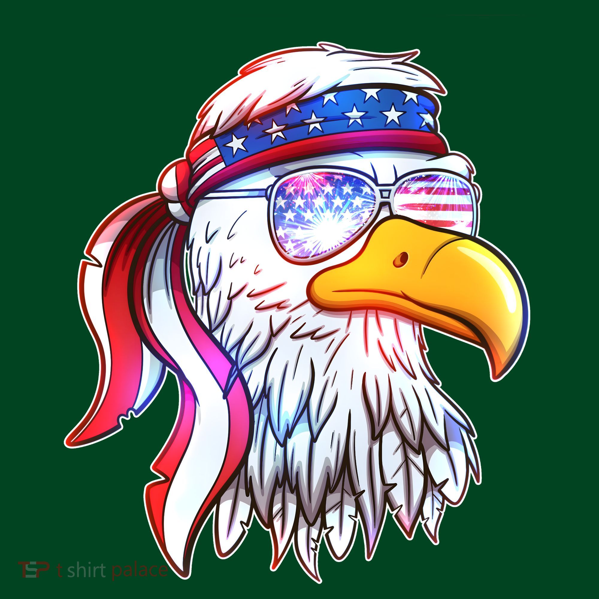 Funny American USA Flag Bandana Eagle T-Shirt