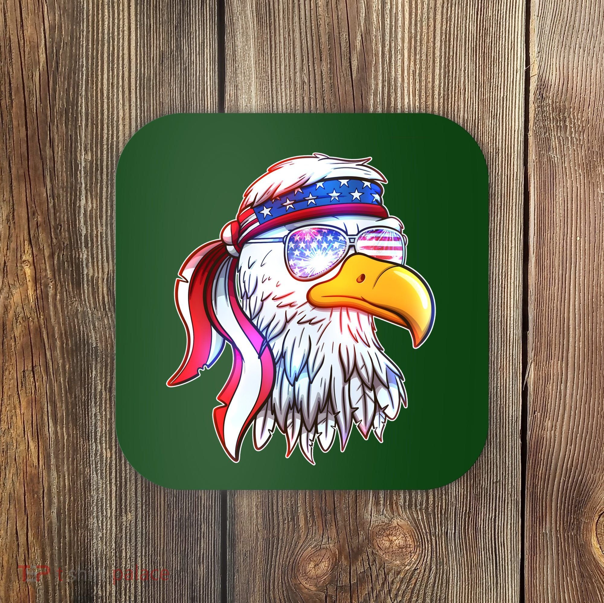 Funny American USA Flag Bandana Eagle Coaster