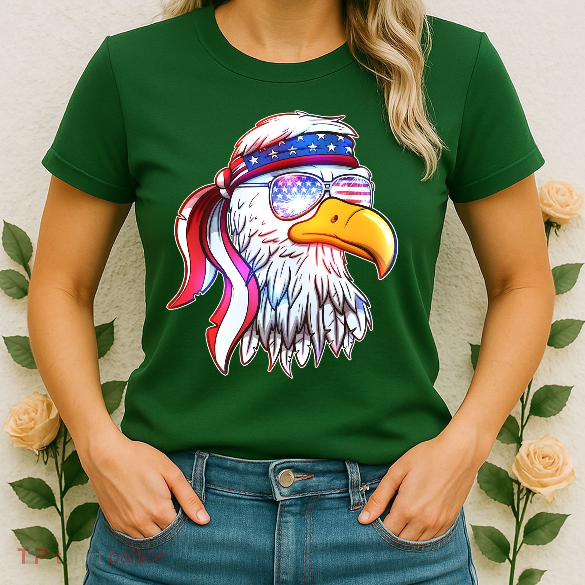 Funny American USA Flag Bandana Eagle Women's T-Shirt