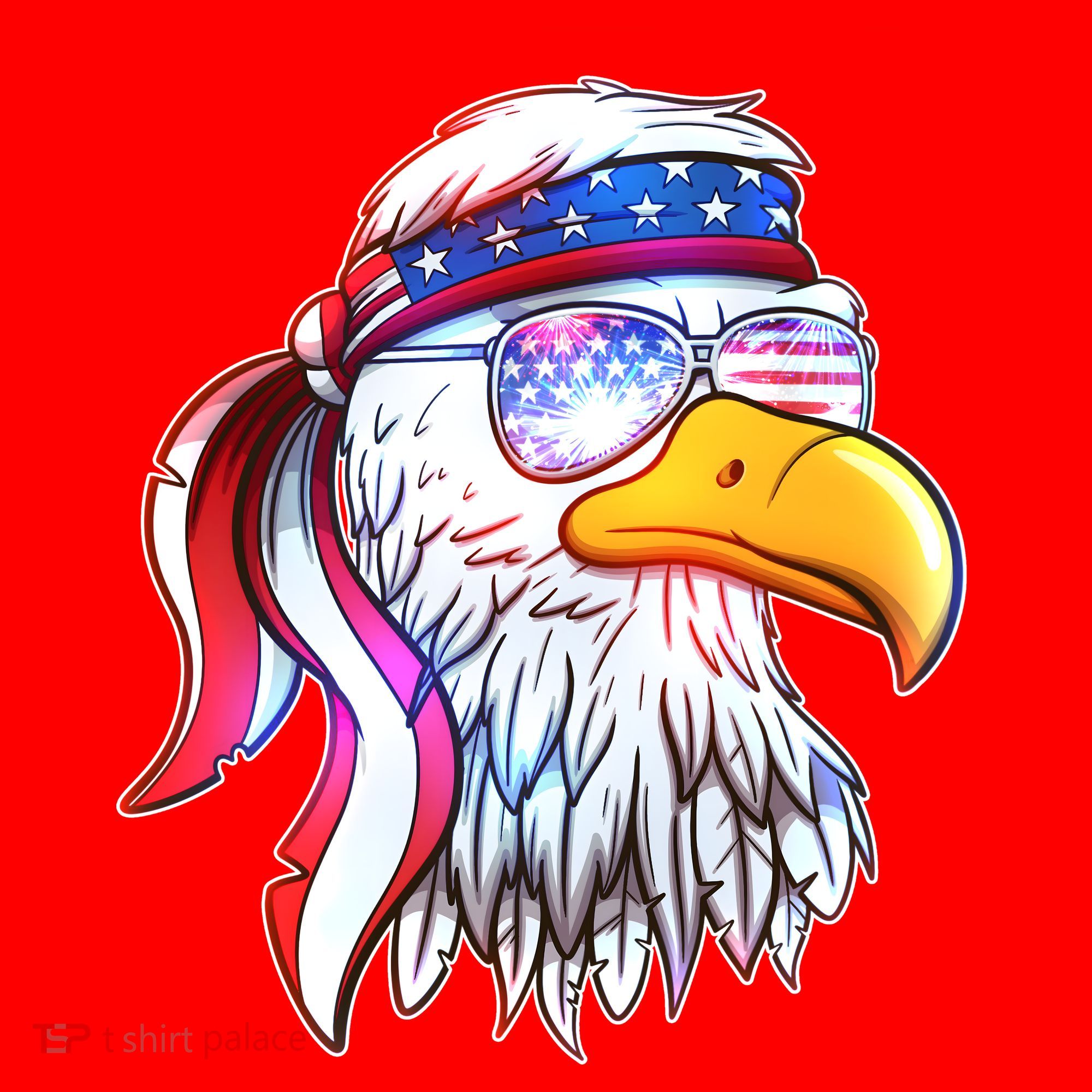 Funny American USA Flag Bandana Eagle Santa Hat