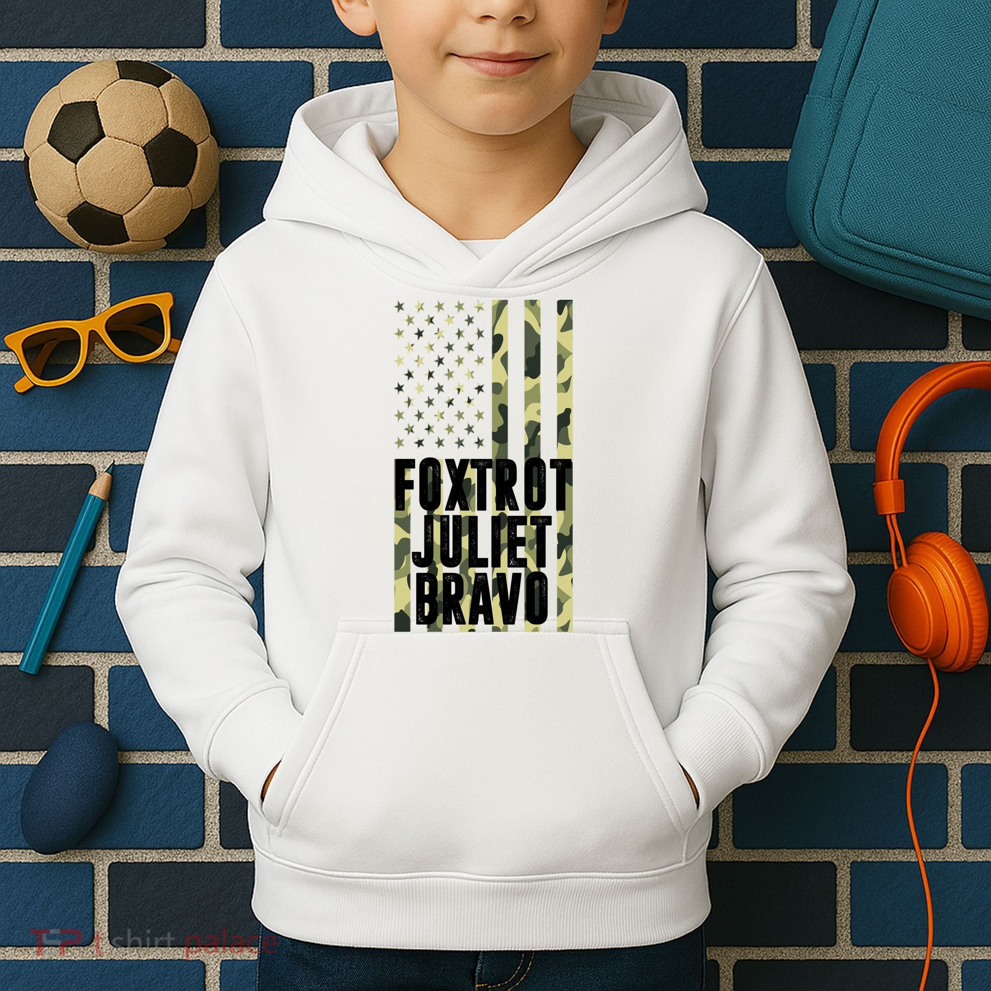 FJB Army Usa Flag Foxtrot Juliet Bravo Kids Hoodie