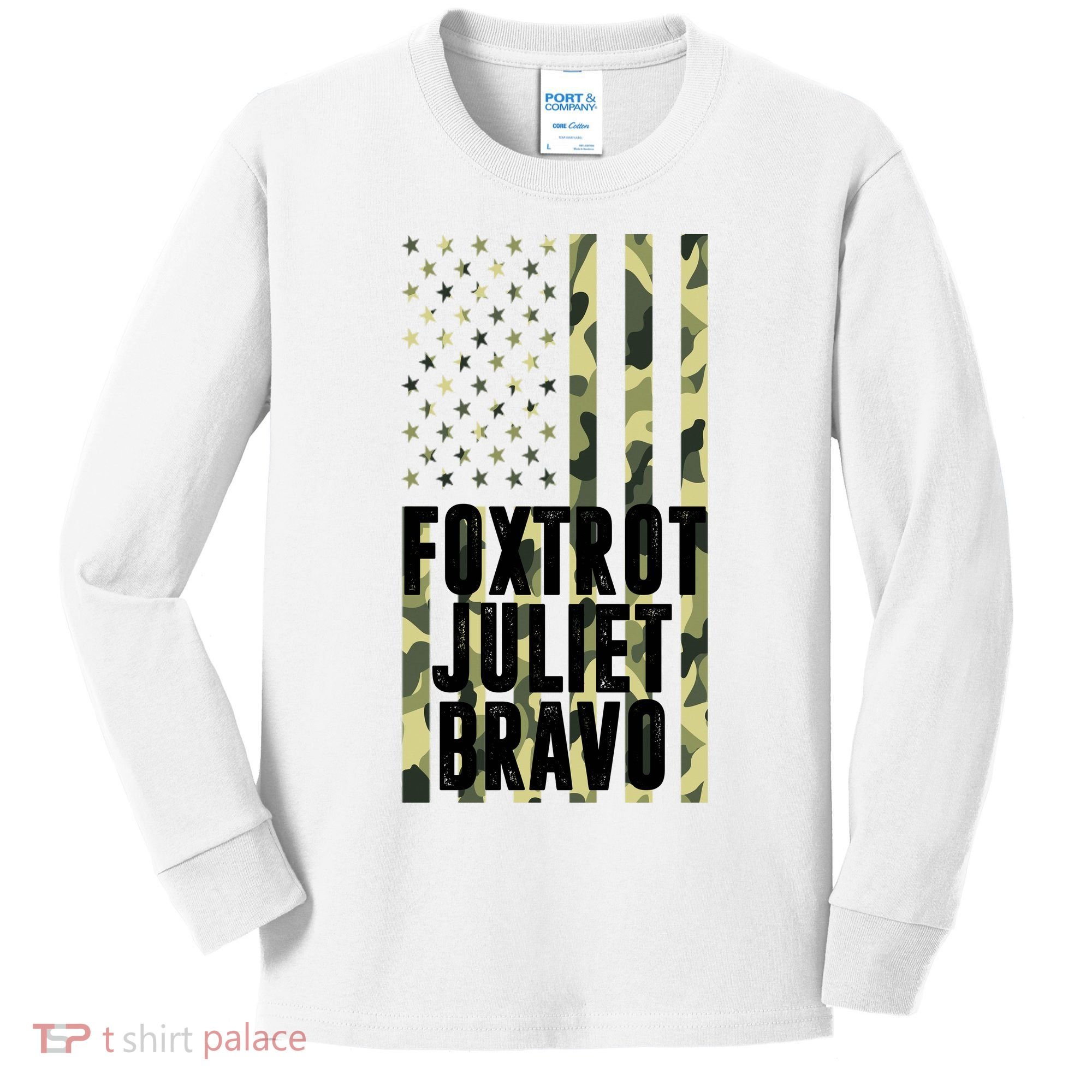 FJB Army Usa Flag Foxtrot Juliet Bravo Kids Long Sleeve Shirt