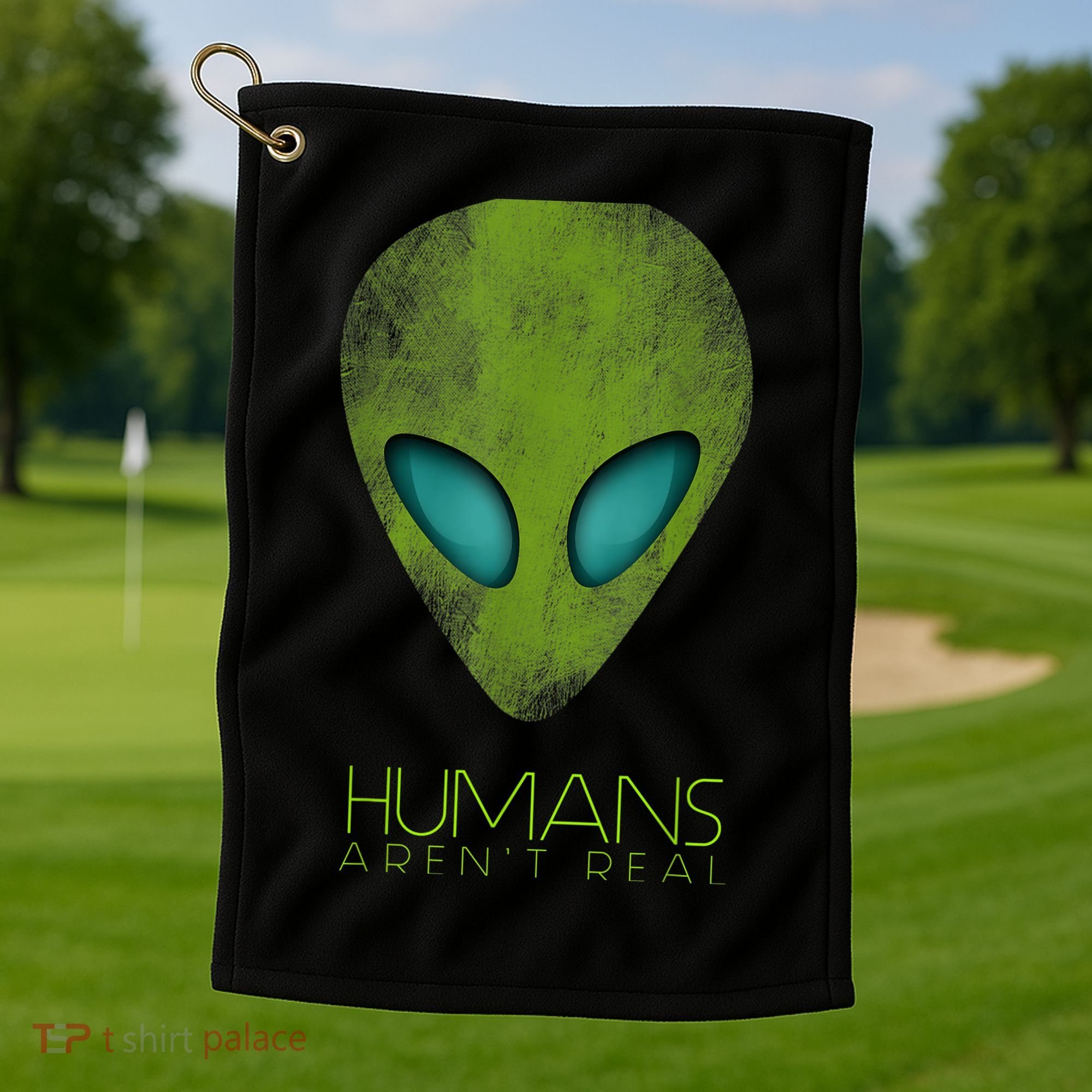 Funny Aliens UFO Golf Towel