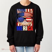 Funny American USA Flag Merica Cat Women's Sweatshirt thumb 0